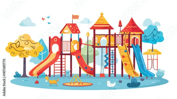 Obraz Modern Playground Design on White Background Vector Illustration
