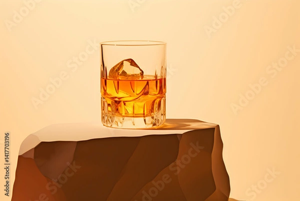 Fototapeta A glass of whiskey on the rocks