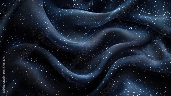 Obraz Deep navy fabric flows softly, sprinkled with silver dots like stars in the night