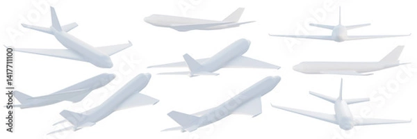 Obraz paper airplane set 3D rendering