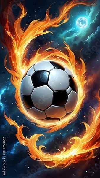 Obraz "Fiery Soccer in Space"

