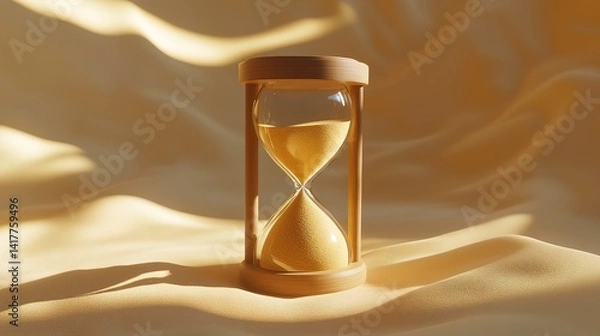 Obraz The gentle flow of time, a moment captured in warm golden light on soft, flowing fabric.
