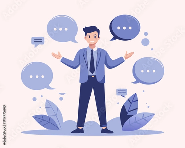 Fototapeta Verbal Communication Skill and Public Speaking for Confident Business Presentation and Storytelling
