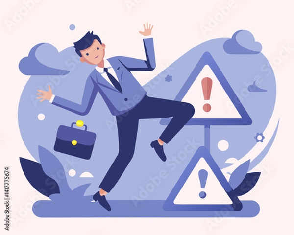 Fototapeta Caution or Mistake Attention with Risk Alarm and Warning Sign for Error or Failure Concept