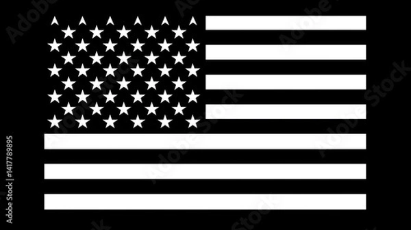 Fototapeta American Flag Monochrome: A bold monochrome rendering of the American flag, showcasing its iconic stars and stripes against a stark backdrop. Perfect for themes of patriotism, national pride.