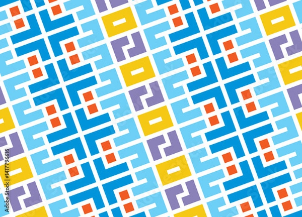 Fototapeta Retro wallpaper, Modern Abstract Composition with Geometric Forms, square geometric shape seamless pattern