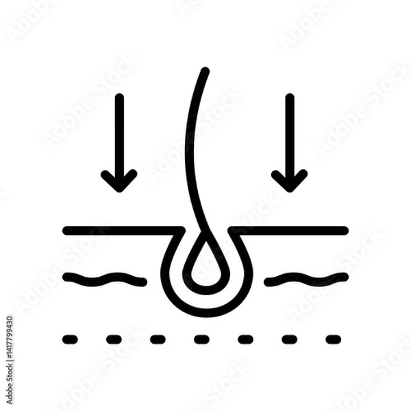 Fototapeta Hair care line icon, loss treatment, moisturizing and applying creatine, healthy roots, serum for follicle, using dry shampoo. Outline vector icon for web design isolated on white background.
