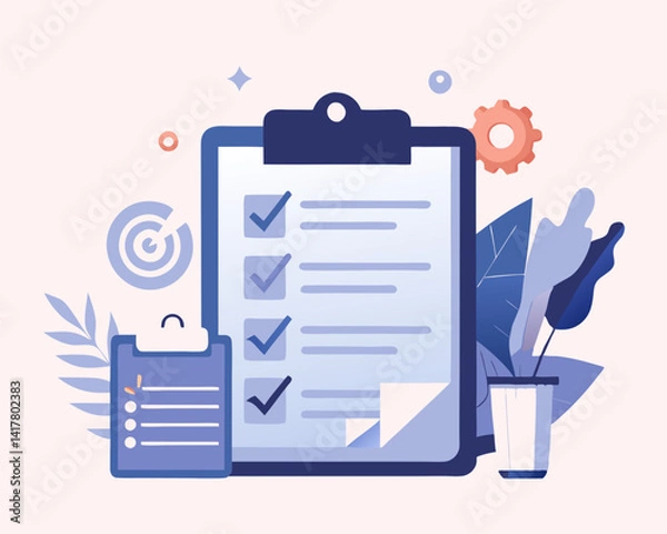 Fototapeta Meeting Agenda and Strategy Planning Checklist for Effective Teamwork and Communication