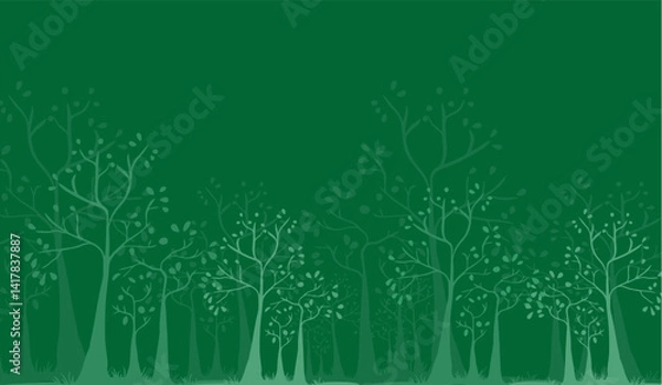 Obraz green tree silhouette background vector
