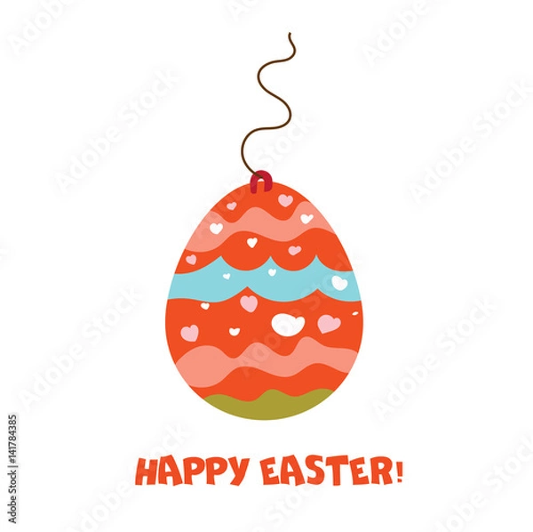 Obraz Happy Easter Egg postcard. Colorful flat vector illustration