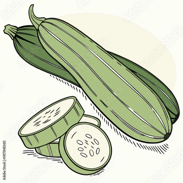 Fototapeta Zucchini Vector Graphics: A Versatile Tool for Creating Menus and Recipes