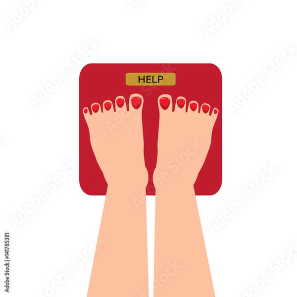 Obraz Lose my weight and HELP. Vector flat illustration