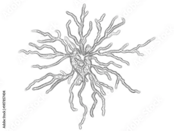 Fototapeta Vector illustration of hand-drawn human heart with roots on a light background. Heart shaped root.