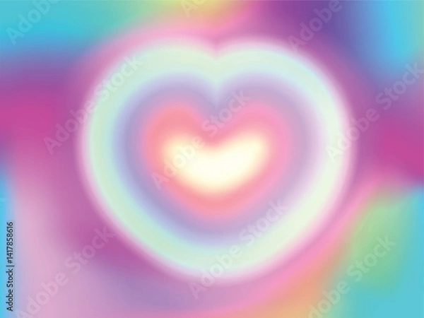 Fototapeta A pink gradation background with a blurred heart shape. Suitable for Valentine's Day events.