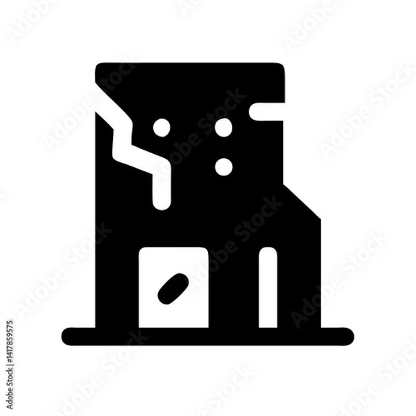 Fototapeta Icon of a damaged building to signify destruction or disrepair