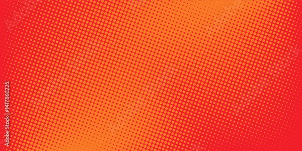 Obraz Dots halftone orange color pattern gradient texture with technology digital background. Dots pop art comics with summer background. vector ilustration