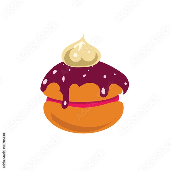 Obraz The cake icon on the white background. Flat vector illustration
