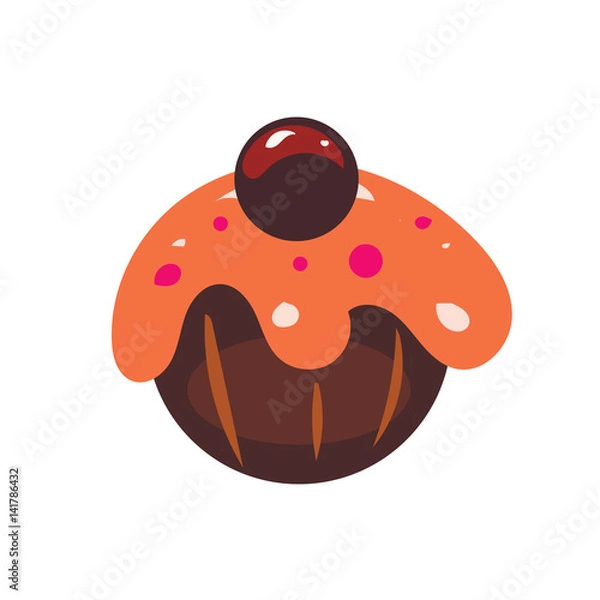 Obraz The cake icon on the white background. Flat vector illustration