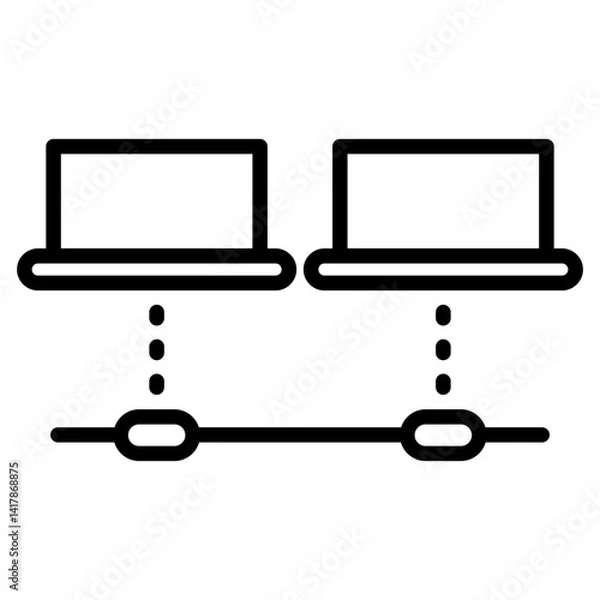 Fototapeta Computer Network icon in line style. An icon of computers connected in a network