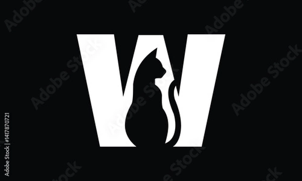 Obraz Cat and added letter W logo design for your business