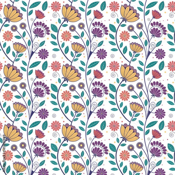 Fototapeta Colorful floral beautiful mandala seamless vector pattern background design