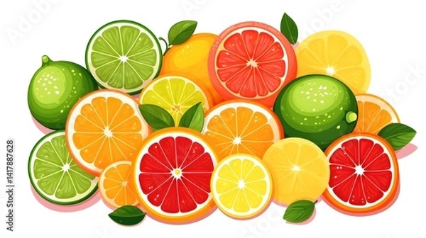 Fototapeta High in Vitamin C Citrus Fruits Enhancing Sour Flavors Nutrition Image
