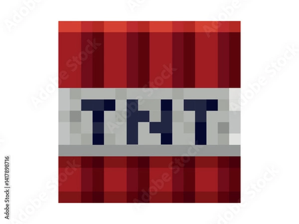 Fototapeta TNT in craft game style. 8 bit game items in a game style. Vector illustration EPS 10.