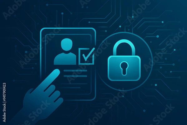 Fototapeta Secure digital identity verification for voter authentication systems, protected access to election platforms, biometric confirmation for online voting integrity
