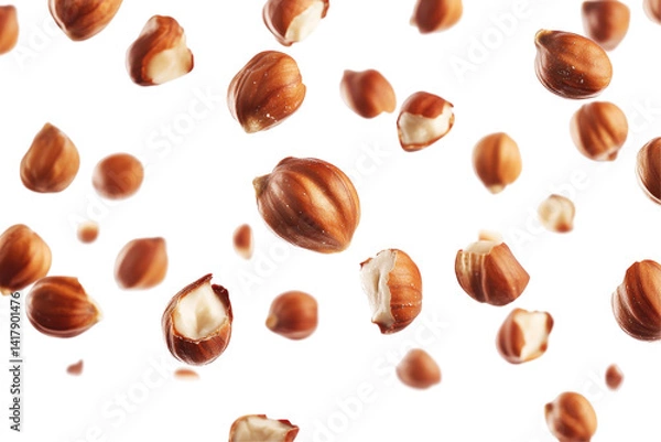 Obraz Hazelnuts Falling Round And G... on a transparent background