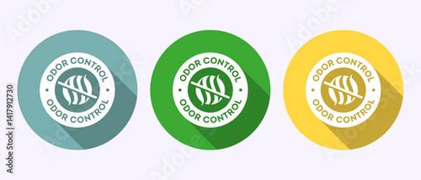 Fototapeta Odor control icon design illustration. Anti bad smell icon, Odor free label in shadow button design