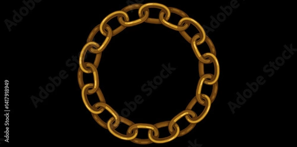 Fototapeta Gold Chain Jewelry On Black Background, Decorative Frame Design Element Vector Illustration.	