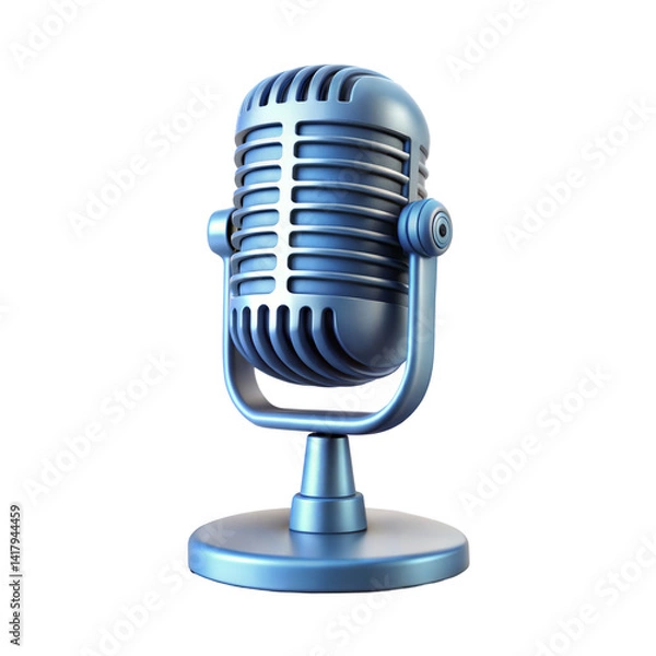 Fototapeta 3d studio microphone isolated on transparent background. Cartoon plastic style icon. Png