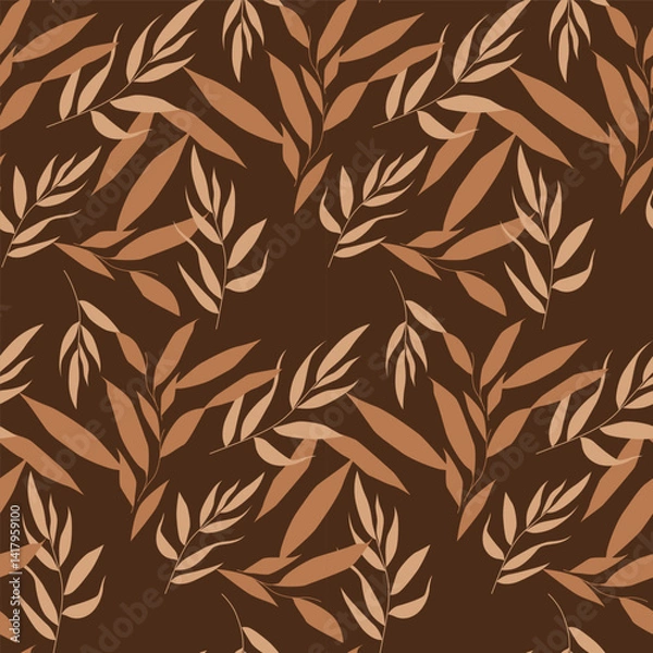 Fototapeta Seamless Botanical Leaf Pattern Terracotta and Beige Elegant Background