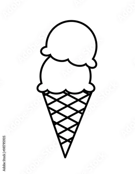 Fototapeta アイス、チョコチップ(線画)