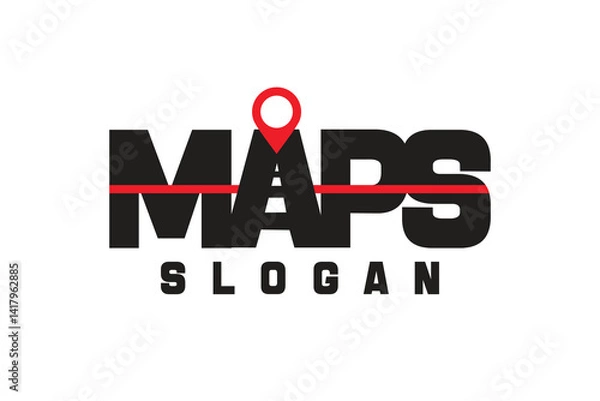 Fototapeta Maps Location Logo, maps lettering logo