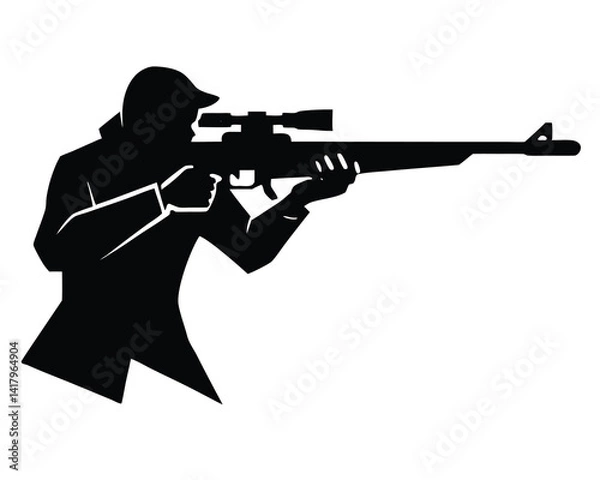 Obraz snipper silhouette vector isolated on white background