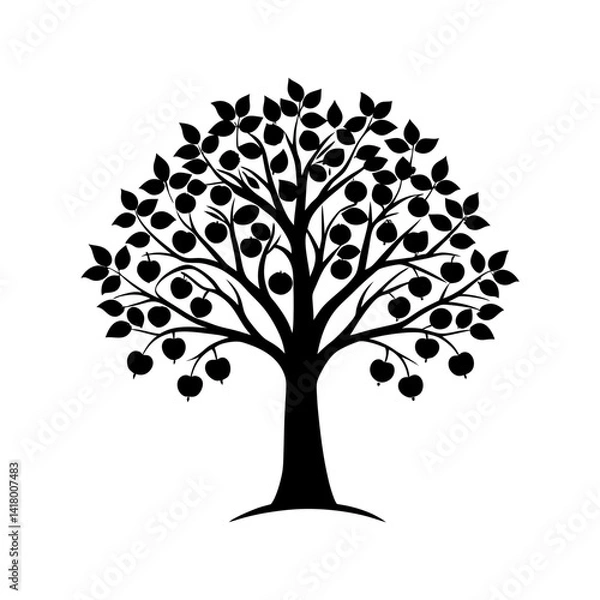 Obraz Apple Tree Silhouette vector illustration