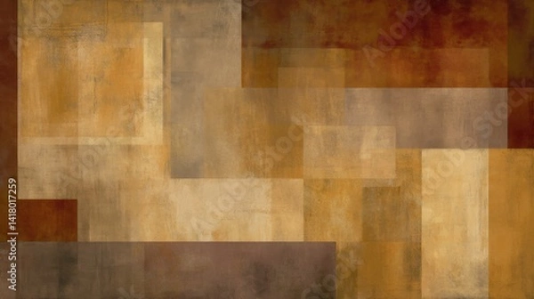 Fototapeta Abstract Geometric Composition with Warm Tones and Textured Rectangles in an Artistic Digital Painting Style