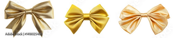 Obraz Set of a, A gold ribbon bow, isolated on a transparent background.