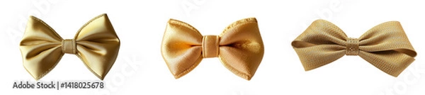 Obraz Set of a, A gold ribbon bow, isolated on a transparent background.