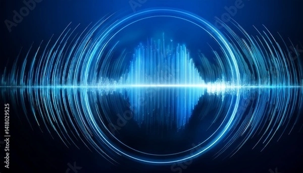 Fototapeta Sound wave circle visualization on blue background
