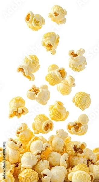 Fototapeta Delicious Buttery Popcorn Falling, Movie Snack, Fluffy Kernels