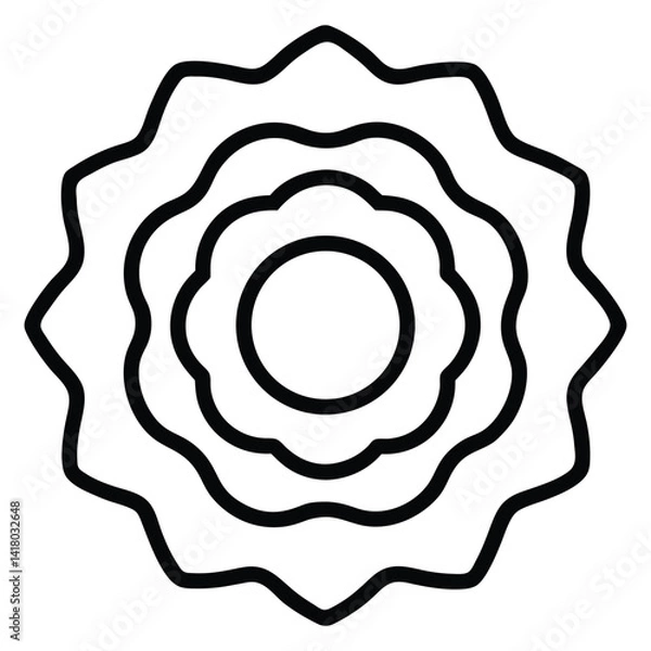 Fototapeta Classy line art badge shaped like a rosette flower with a ribbon banner