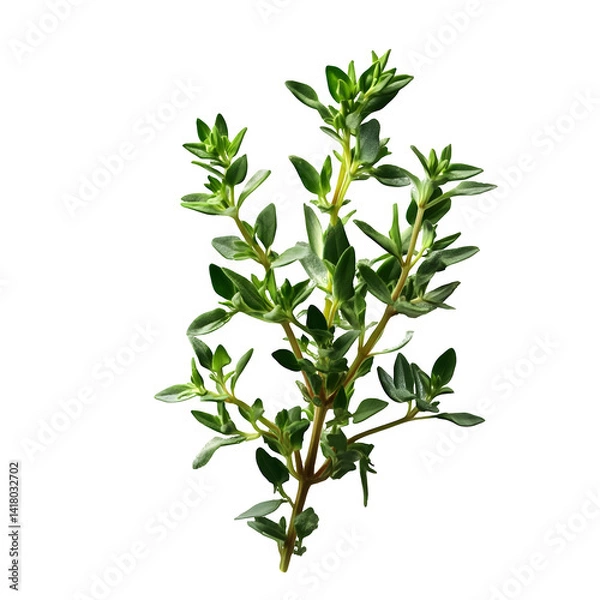 Fototapeta Fresh thyme herb sprig isolated on transparent background