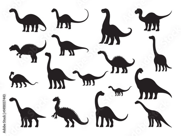 Obraz Set of Sauropods vector silhouette