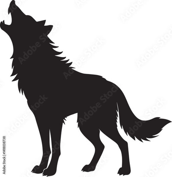 Fototapeta Wolf roaring silhouette vector image