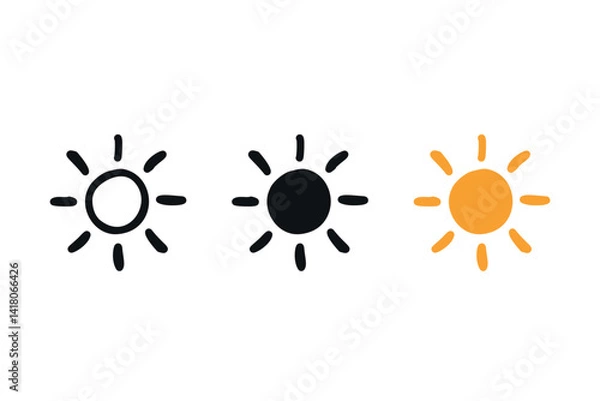 Obraz Sun icon hand drawn style. anime doodle sun vector illustration
