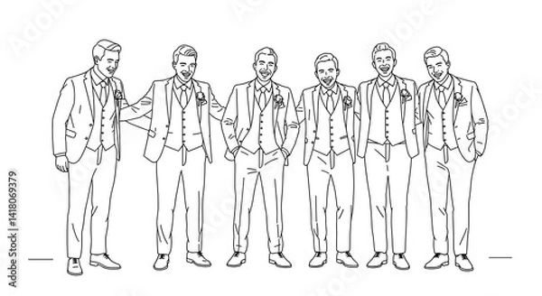 Fototapeta Men in suits expressing joy during a celebration