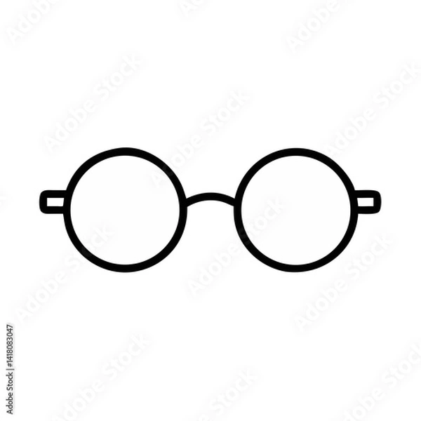 Obraz Round Glasses with Thin Frame Icon Design