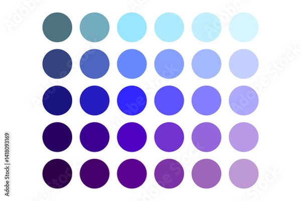 Fototapeta Purple tone palette. Circle color gradient. Soft violet harmony. Vector pigment set.